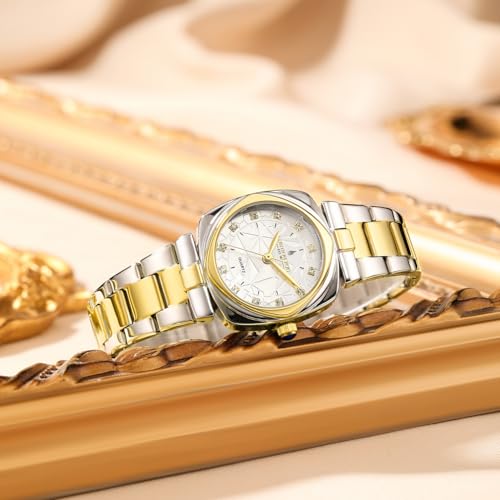 Image of London Fog Salisbury Collection Watch for Women with Geometric Patterned Dial, Crystal Hour Markers Quartz Movement and Stainless Steel Strap - LFW20001