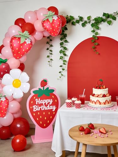 Image of Red Strawberry Balloons Strawberry Birthday Party Decorations Berry First Birthday Party Decorations Strawberry Baby Shower Berry In Love Bridal Shower Decorations Globos De Fresa