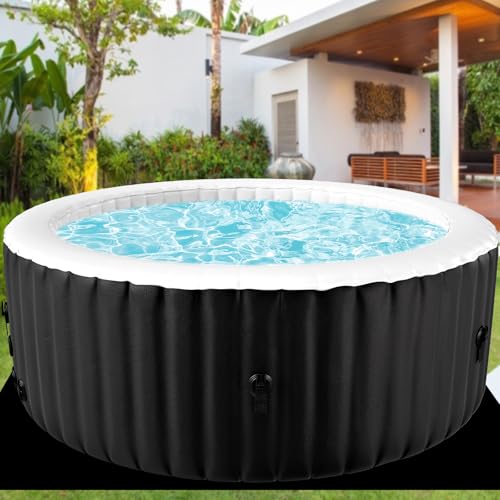 Inflable Tubo caliente 2-4 personas Ø 180 x 63.5 cm 2400W Bañera Inflable Tub con Bocas de aire, Tapa Aislada, Alfombra Y Bomba De Calefacción Interior Exterior Spa Piscina (Círculo)