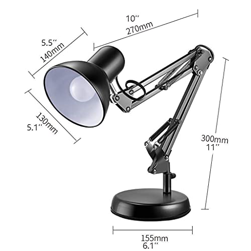 Lampe de bureau pliable noire E27 pour lecture et chevet - 3
