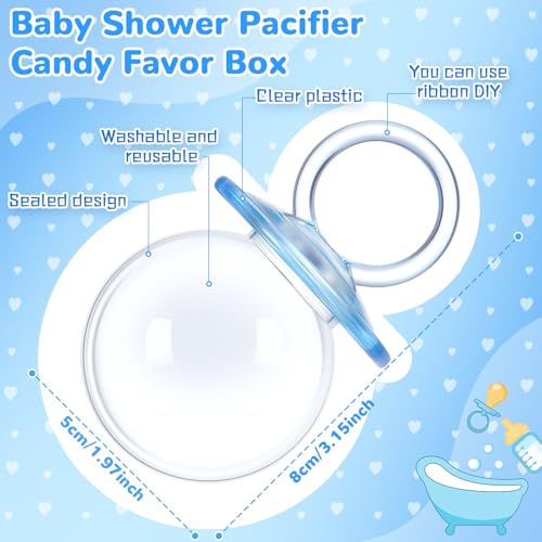 Nuenen 24 Pcs Baby Shower Favors, Mini Pacifier Candy Bottles 3.15", Blue by Nuenen - Image 2