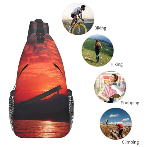 Mochila pequeña tipo sling para senderismo en negro miniatura 6