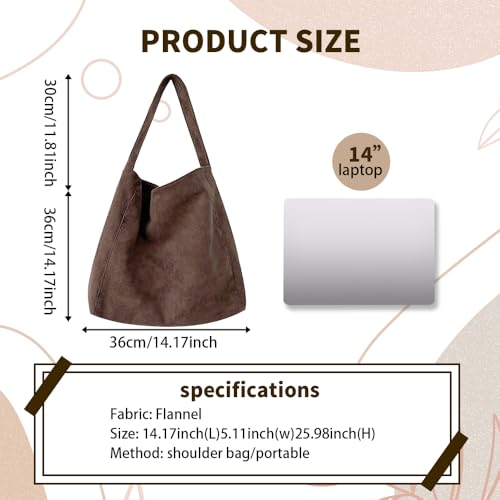 Image of Suede Bags for Women, 2025 New Suede Tote Bag for Women, Retro Slouchy Office Shoulder Top-handle Tote Handbags