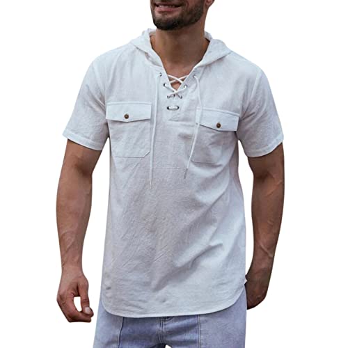 Boshivw Camiseta para hombre de color negro, cuello en V, transpirable, ajustada, tallas grandes, camisa hawaiana, camisa de verano, túnica, de corte regular Cover