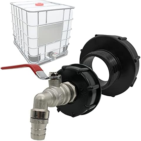 UCBAY IBC Tank Outlet Tap, IBC Water Tank Adapter S100x8 / S60X6 Coarse Thread - 3/4 Inch Garden Hose Hose Connector Tap Accessories for IBC Container 1000L, Rainwater Tank Outlet Connector Cover