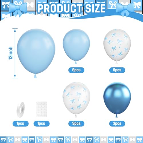 Image of Blue Bow Balloons 30 Pcs 12inch Blue White Balloon