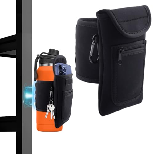 Magnetic Gym Bag für Sportflasche, Gym Magnetischer Tasche Magnetische Wasserflasche Tasche mit Handyfächern, Gym Mobile Holder für Wasserflaschen 1 & 1.5 Liter, für Flasche, Handy, Schlüssel, usw