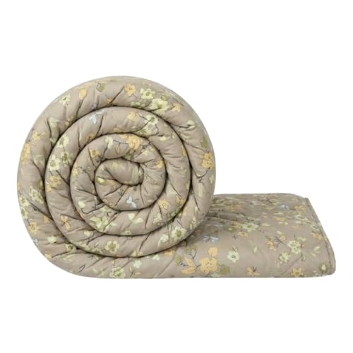 Image of Mafatlal 120 GSM All Season /AC /Summer | Reversible Single Bed Comforter | Dohar | Duvets | Premium Microfiber | Twin Bed Quilt Blanket for Summer | Super Soft | 90 x 60 Inches | Light Brown