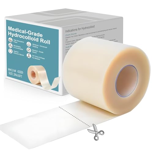 Hydrocolloid Roll 5cm x 3M, Rayyl Pansement Hydrocolloïde Adhésif Transparent et Respirant, Format Familial Rouleau Hydrocolloïde pour Protection des Plaies...