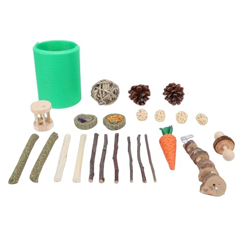 Juguetes para Masticar Hámster, Juego Interactivo con Túnel Retráctil, Heno Timothy de Madera Masticable para Animales Pequeños