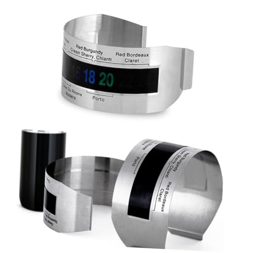 SEWOART Tabla De Temperaturas Del Vino Pulsera De Temperatura Para Vino y Cerveza Termómetro Para Líquidos Pantalla Digital De Acero Inoxidable