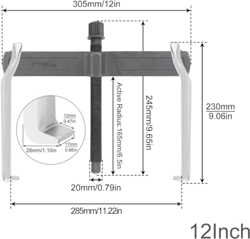ChgImposs 12 Inch 2-Jaw Gear Puller, Adjustable Bearing Puller Gears, Reversible Removal Tool for External Internal Pulling, CR-V Two Claws Puller Tool for Removal of Pulleys Flywheels Bearings Gears by ChgImposs - Image 2