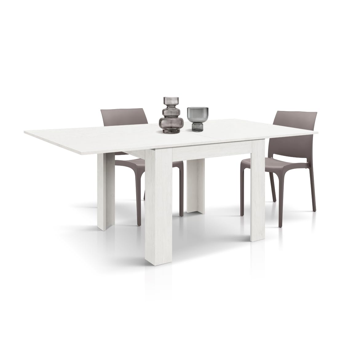 PAZZO DESIGN - Mesa extensible Lorenzo, blanco perla, melaminado, fabricado en Italia, de 90 a 180 cm - id_1975