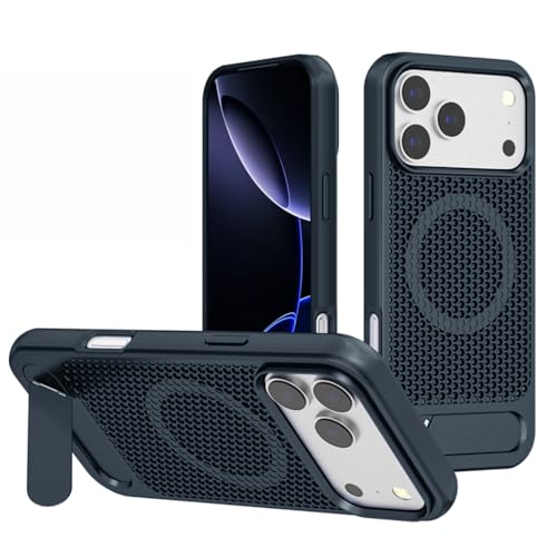 Sanlinba iPhone 17pro max 用 ケース MagSafe対応 放熱 薄型 マット メッシュ 耐衝撃 マグネット ケース スタンド付き ワイヤレス充電対応 エッジの滑り止め 指紋防止