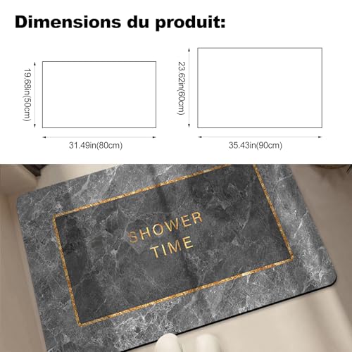 Tapis de bain absorbant antidérapant et tapis d'entrée design marbre Ergocar - 3