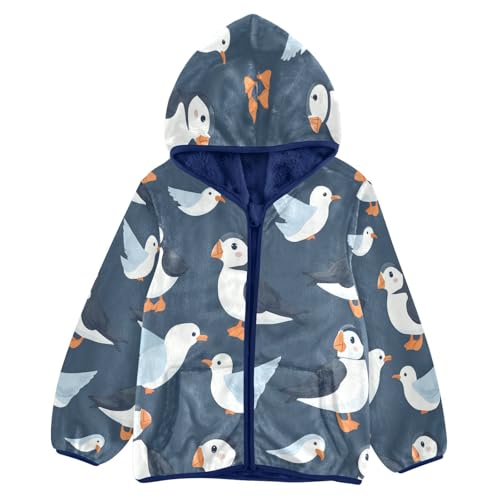Birds Flying in Pattern Toddler Fleece Jacket Girl Boys Hooded Fleece Jacket Coat Warm Outwear Zip-up 3-10T