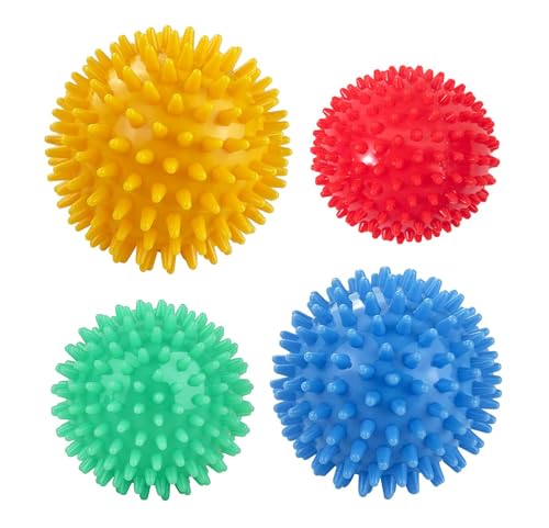 Youery Set de 4 Pelotas de Masaje con Pinchos, para aliviar Dolores musculares, herramienta de masaje Miofascial, para Elimina Dolores Musculares, Massage Balls para Rehabilitación