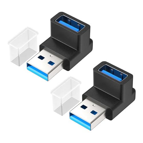 Gbformat 2 pcs Adapter USB auf USB 3.2 Winkelstecker 90 Grad Adapter/10Gbps 5V@3A Adapter USB-A auf USBA Kompatibel mit Phone Laptop Tablet