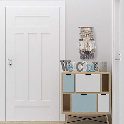 Waroom Home Rustic Wood Welcome Sign Décor, Decorative Block Word Sign Welcome Letters Sign, Hanging Wooden Welcome Cutout Word Sign Wall Décor Welcome Wall Decoration (Gray Welcome Sign) #TOP1
