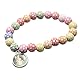 MaMeMi KINDER-ARMBAND mit SCHUTZENGELANHÄNGER und BUNTEN PERLEN [Ø ca. 6 cm] – religiöser SCHMUCK zur TAUFE, KOMMUNION oder EINSCHULUNG – christliches Kinderarmband