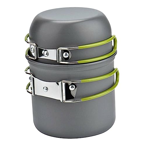 BESPORTBLE 1 Set Portable Camping Cookware Set for People Non Stick Pan Teapot Lightweight Cooking Tools for Outdoor Picnic Hiking Backpacking Grey