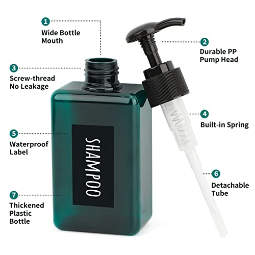 Image of Segbeauty Refillable Soap Dispenser, 4 Pack 6.8oz Plastic Square Press Pump Bottles, 200ml Empty Travel Containers Lotion Cosmetic Bottle Set for Hand Wash Shampoo Conditioner Shower Gel Essential Oil