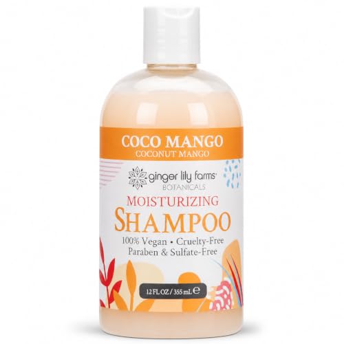Image of Ginger Lily Farms Botanicals Shampoo, 12oz, Coco Mango | 100% Vegan & Cruelty-Free | Moisturizing Shampoo for All Hair Types