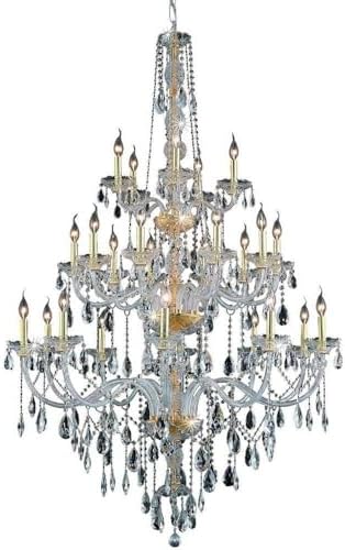 Elegant Lighting 7925G43G/RC Royal Cut Clear Crystal Verona 25-Light, Three-Tier Crystal Chandelier, 43" x 57", Gold Finish