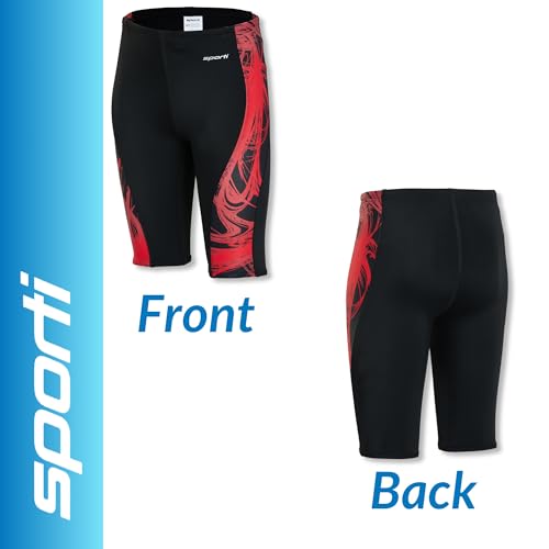 Image of Sporti Boys' Athletic Jammer Swimsuit, Youth Competitive Abstract Printed