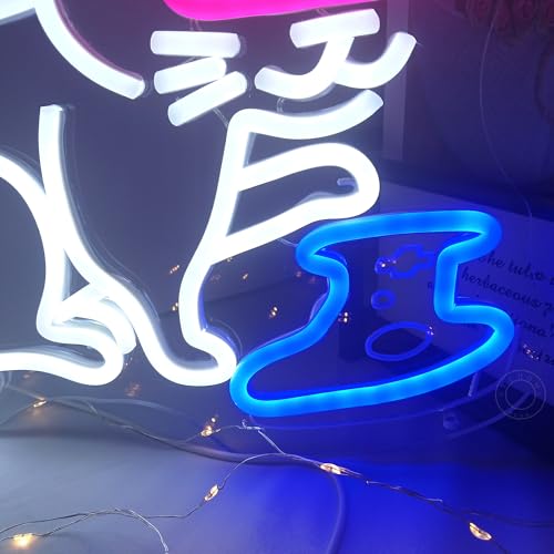 Image of SYLHOME Game Cat Led Neon Light Sign Gamer Controller Pad Bedroom Game Room Bar Pub Man Cave Wall Sign Decor Gamer Teen Birthday Decoration USB 13 inchX12 inch Dimmer