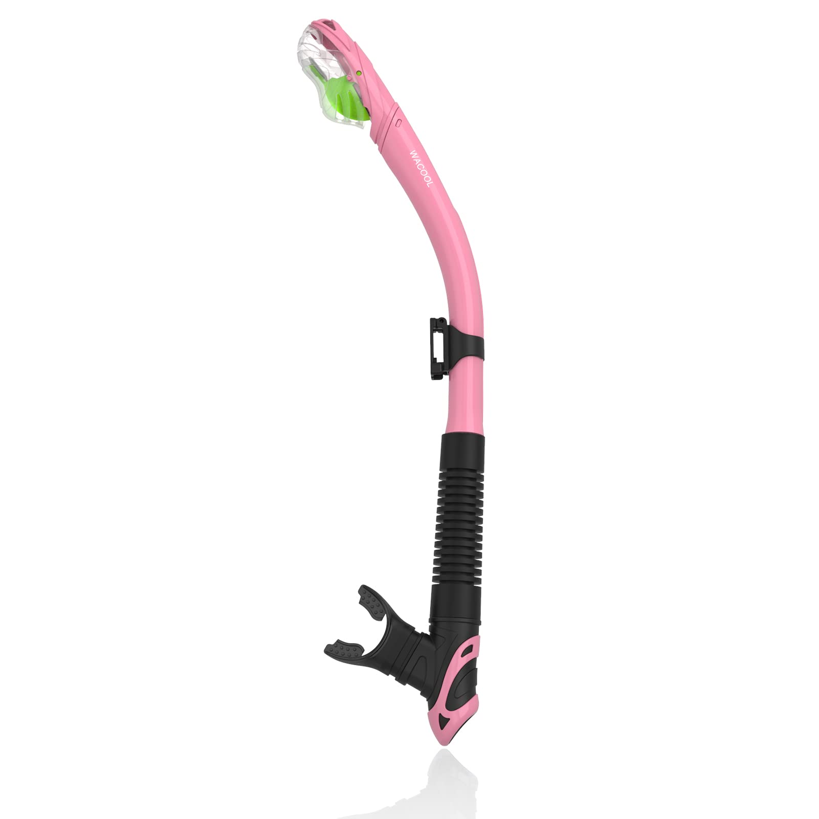WACOOL Dry Top Snorkel Tube Comfortable Mouthpiece One-Way Purge Valve for Pool Open Water Scuba Lap Swimming Swimmer Training Diving Snorkeling (Pink)