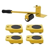 Hioph Heavy Furniture Mover with 4 Furniture Sliders, Standalone Furniture Mover, 360° Full Rotation, RED (Yellow, One Size)