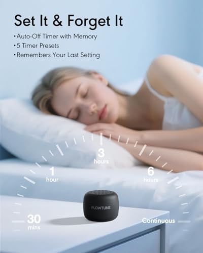 Sound Machine Flowtune White Noise Machine for Baby Adults, Mini Portable Sound Machine for Travel, 6H Timer, 18 Soothing Sleep Sounds Gift (Black) - Thumbnail 5