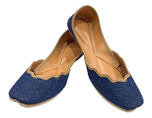 Stop n Style Blue Punjabi Jutti for Ladies Indian Ethnic Shoes Flat Mojari2