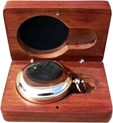 Brújula de Bolsillo de Latón - Epstein London - Brújula de Bolsillo con Caja de Madera Dura miniatura 5