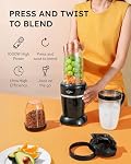 Sangcon 1000W Smoothie Blender for Kitchen, Blenders for Smoothies with (3) Cups (2) Spout Covers (1) Storage Cap (1) To-Go Cap, Portable Blender for Shakes, Ice Crushing, Frozen Drinks, Spices