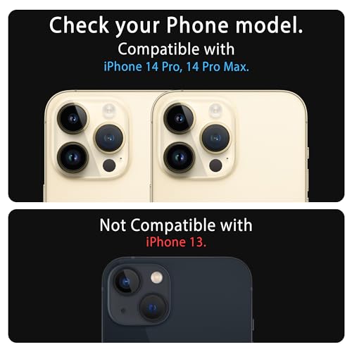 Image of ArmourPro Premium Camera Lens Protector Tempered Glass Compatible For iPhone 14 Pro Max and iPhone 14 Pro Tough HD Individual Aluminum Alloy Rings 9H Camera Cover , Scratch-Resistant,Camera Lens Protection| Gold