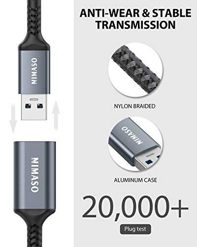 NIMASO Cavo Prolunga USB 3.0 [2Pezzi/1M+2M],Cavo USB Maschio e Femmina 5Gbps Cavo Estensione USB 3.0 per Chiavetta USB,Hub USB,Disco Rigido Esterno,Tastiera,Mouse,Stampante,Videocamera,Gamepad ecc
