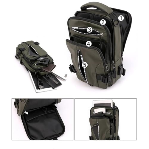 Luckyabow Waterproof Crossbody Bag, walking backpack Waterproof Sling Bag Crossbody Backpack For Men Women For Hiking (Black)4