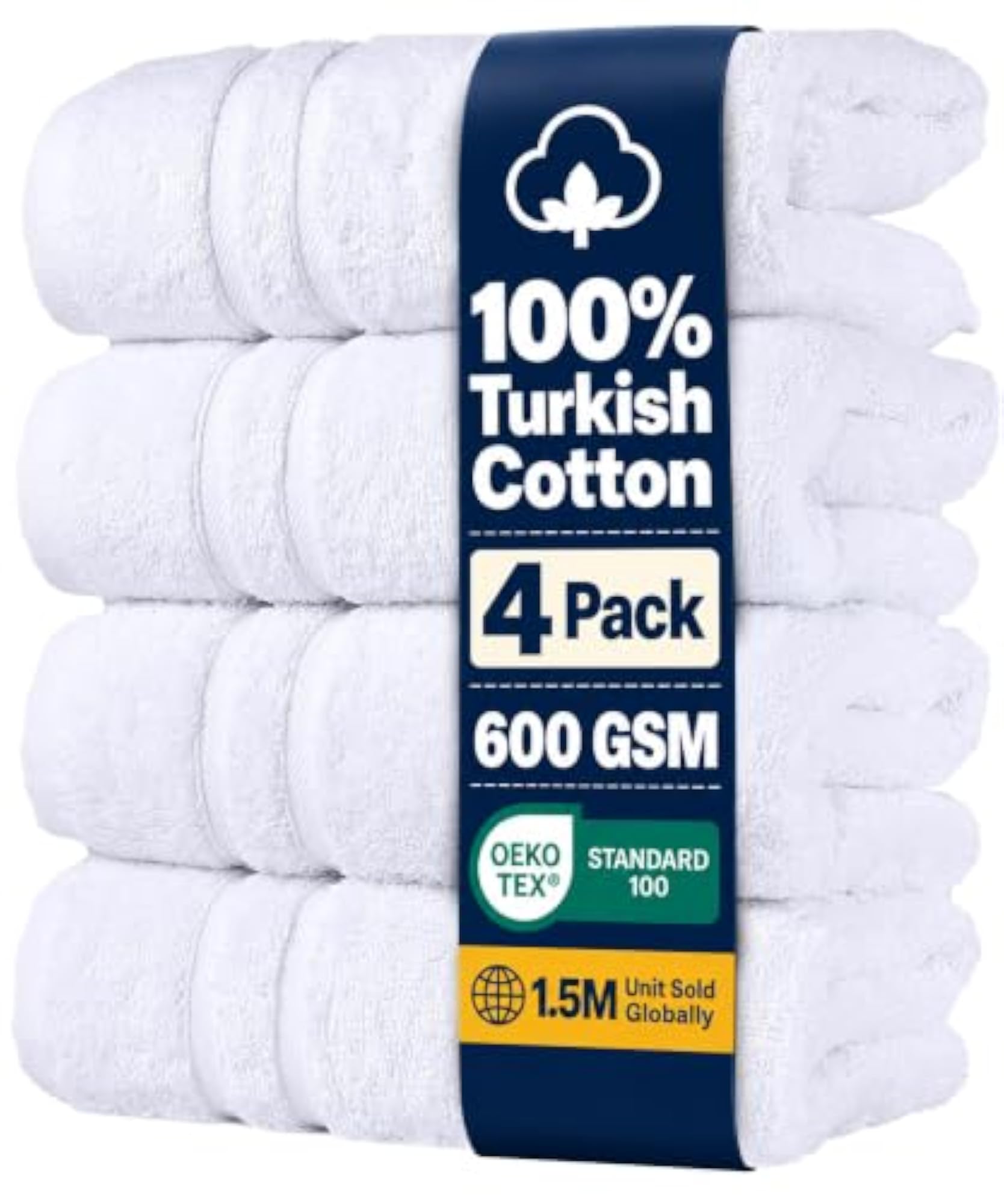 Organic Turkish Cotton Hand Towels 6-Pack, White