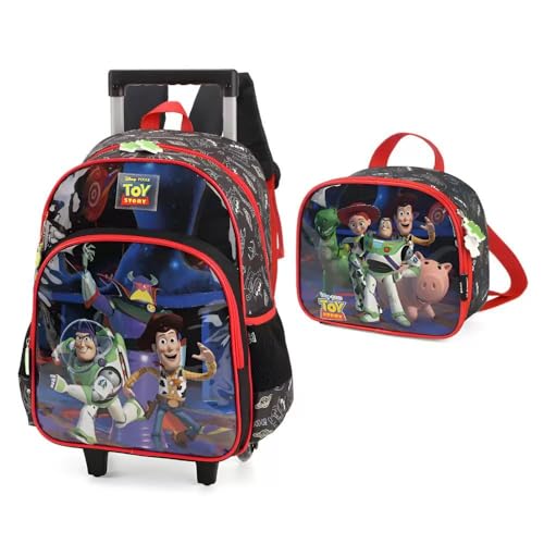 Kit Mochila De Rodinha Toy St ory + Lancheira Preto Luxcel