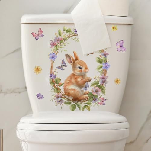 Vinilo decorativo Achang Conejo primaveral con corona floral miniatura 3