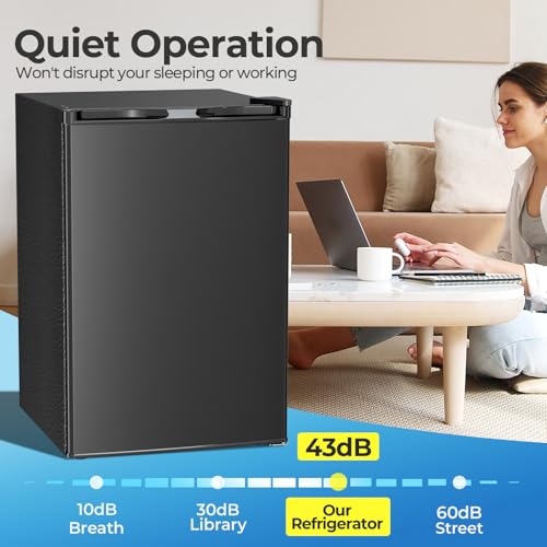 Image of Electactic 4.5 Cu.ft Mini Fridge with Freezer, Compact Refrigerator with Reversible Single Door, Adjustable Thermostat, Low Noise, Energy Efficient for Office, Dorm, Bedroom, Apartment BLACK