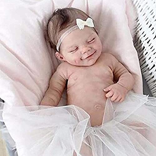 MWKL Reborn Babypuppe realistische Babypuppen 55cm Reborn Mädchen Weicher Körper Netter Smiley Neugeborenes Mädchen… – Bild 3