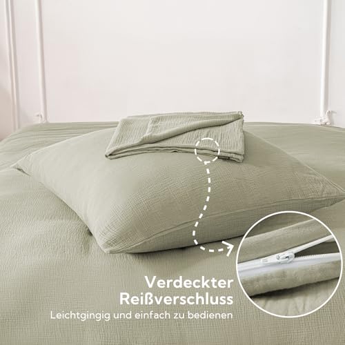 SOULFUL Doppelte Musselin Kissenbezug 50x70 Baumwolle 2 Teilig, Mistsage – Ansicht 4