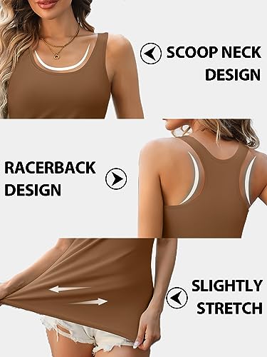 Image of V FOR CITY Womens Unpadded Shelf Bra Tank Tops Racerback Workout Camis Yoga Shirt Cotton Undershirt 2 Pack