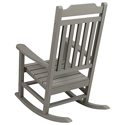 Image of Flash Furniture Winston All-Weather Poly Resin Rocking Chair in Gray