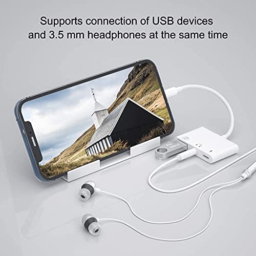 Usb 3 Camera Adapter,3 In 1 Usb Female Otg Adapter With Charging And 3.5Mm Headphone Audio Jack Splitter For Iphone/Ipad,Support Usb Flash Drive,Midi Keyboard #TOP2
