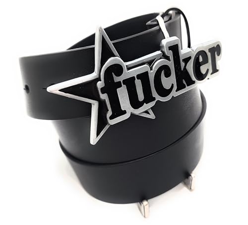 FÜ₡₭€R Star Belt Buckle and Genuine Leather Belt (Heavy Duty, 100% Cow Hide)2