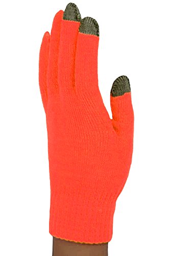 Peach Couture Vibrant Neon Touch Screen Knit Gloves in Bright Colors